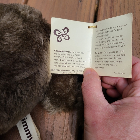 NWT 1979 Vintage Russ Luv-Pets Racoon Jimmy Item No. 526 - Picture 10 of 12